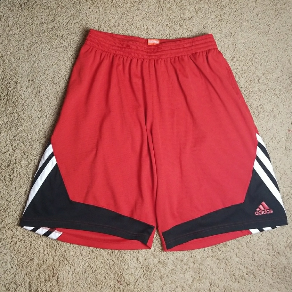 Adidas red and black basketball shorts